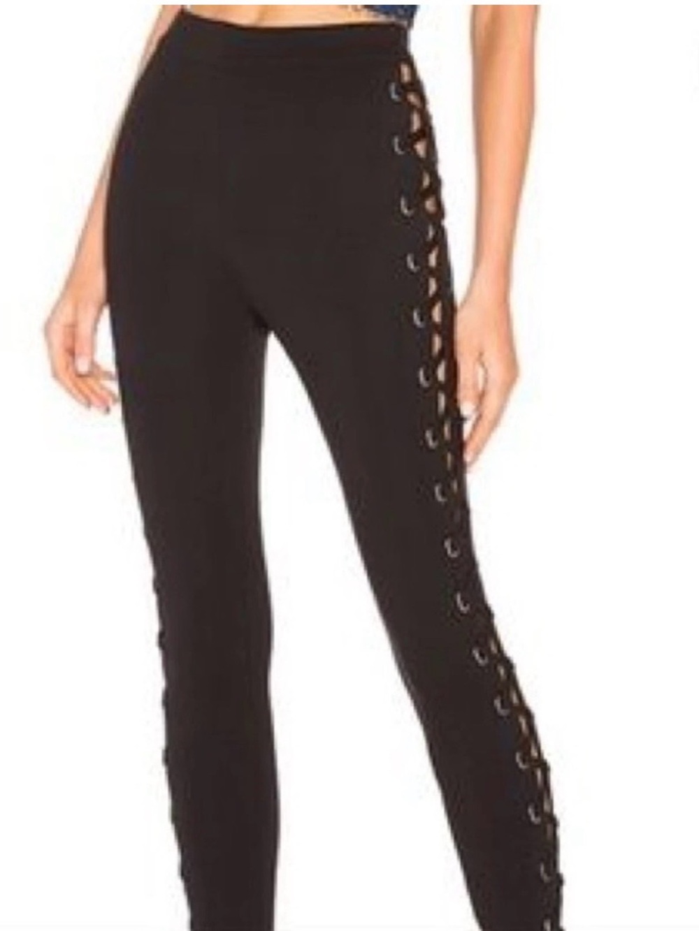 Lovers + Friends Black Lace-Up Side shows skin sexy size small faux suede